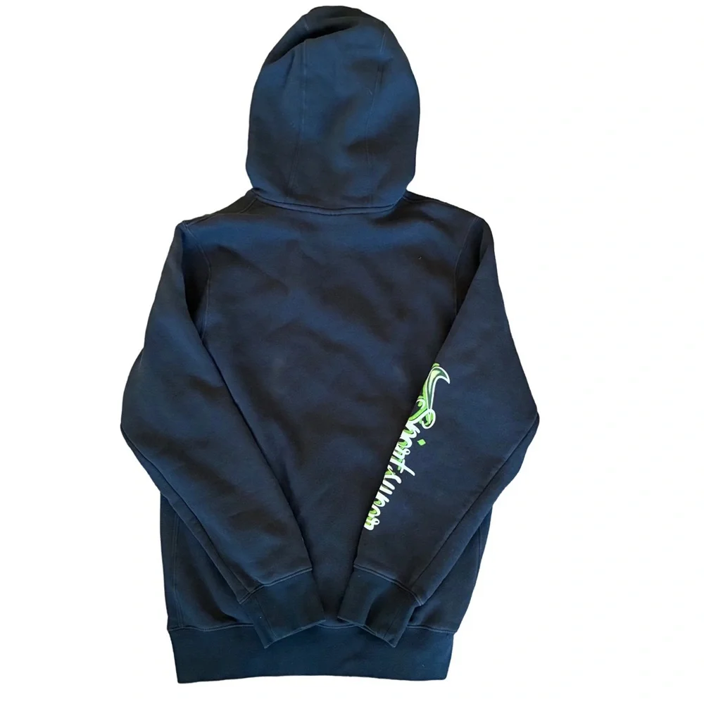 Nike Air Brush Fleece Pullover Hoodie Black/Green Size S Rare - Picture 5 of 5